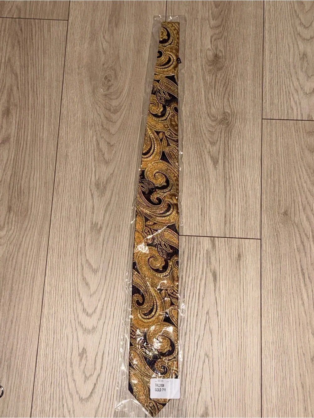 Paul Fredrick Navy Gold Paisley Lurex Woven Silk Tie
